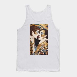 Gustav Klimt's Passionate Embrace: The Kiss Inspired Illustration Tank Top